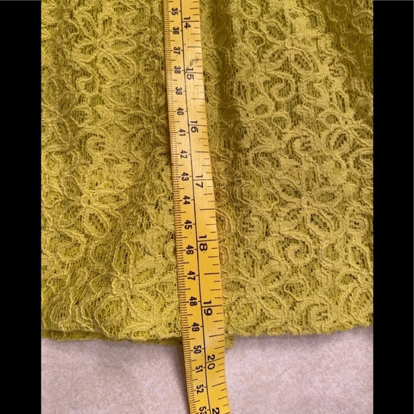Anthropologie HD In Paris Chartreuse Lace Skirt Sz 4 - Picture 7 of 8